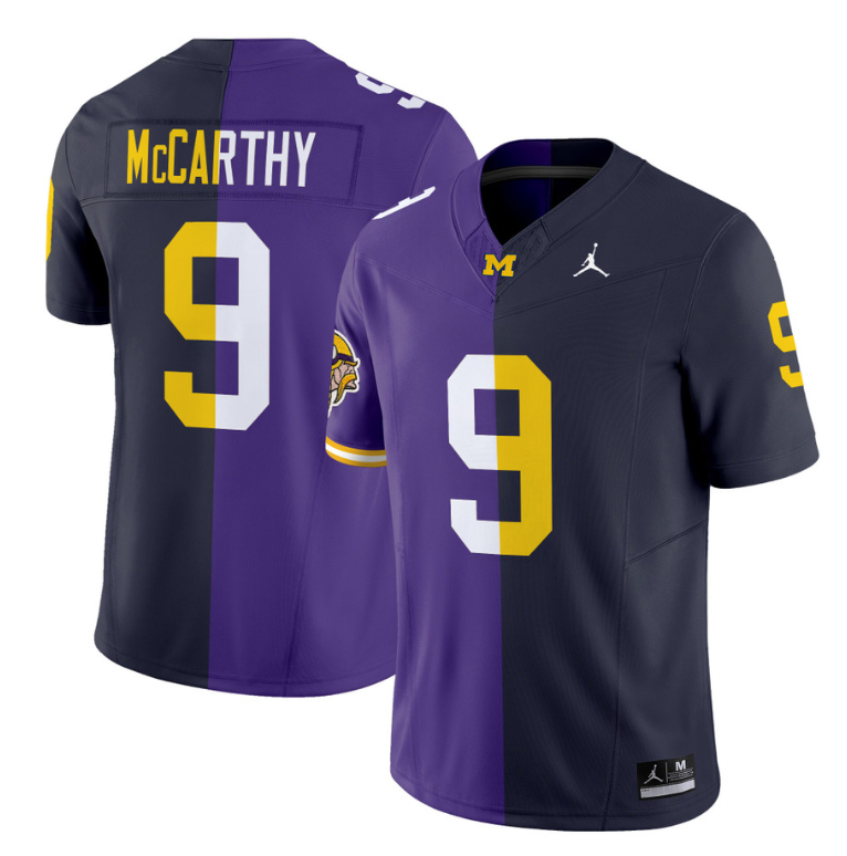 J.J. McCarthy Jersey #9 Michigan Wolverines Split Vapor V2 All Stitched