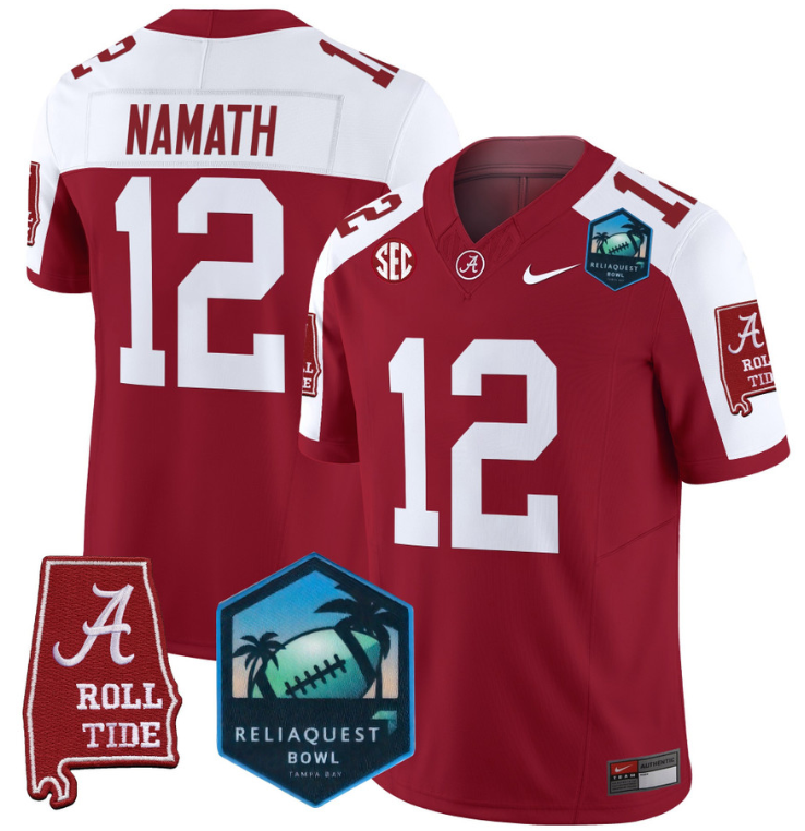 Joe Namath Jersey #12 Alabama Crimson Tide 2025 ReliaQuest Bowl Black