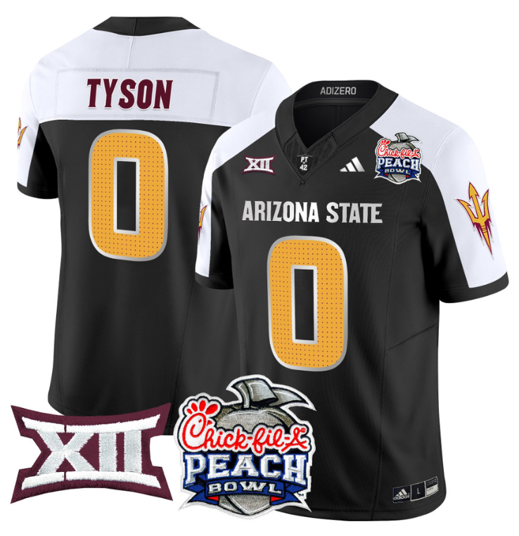 Jordyn Tyson Jersey #0 Arizona State Sun Devils 2025 Peach Bowl Black Alternate