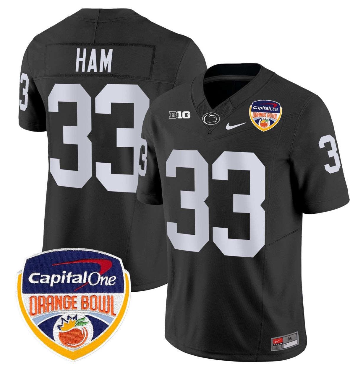 Jack Ham Jersey #33 Penn State Orange Bowl Patch Stitched Black