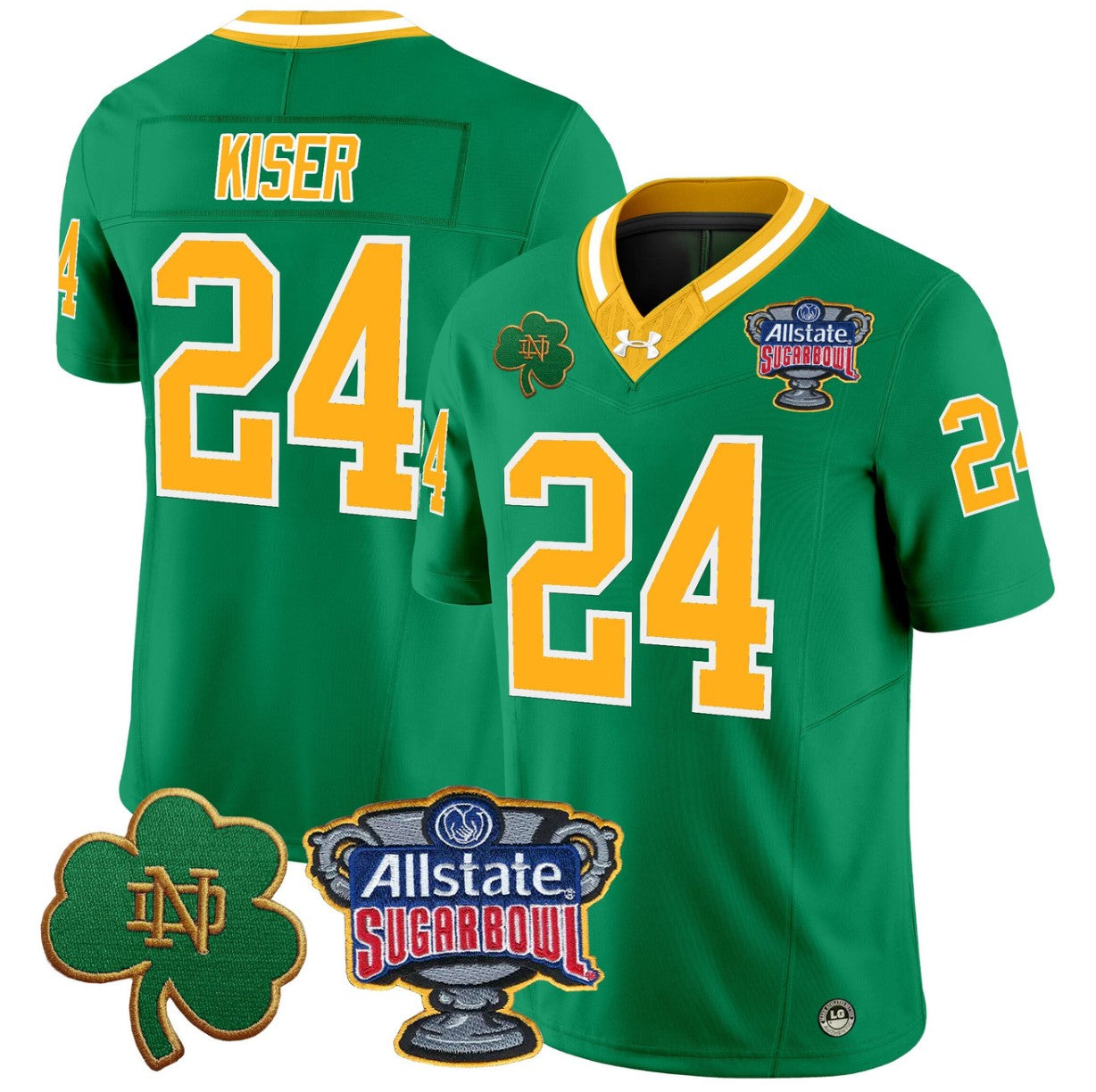 Jack Kiser Jersey #24 Notre Dame 2024 Sugar Bowl Patch V2 Stitched Throwback