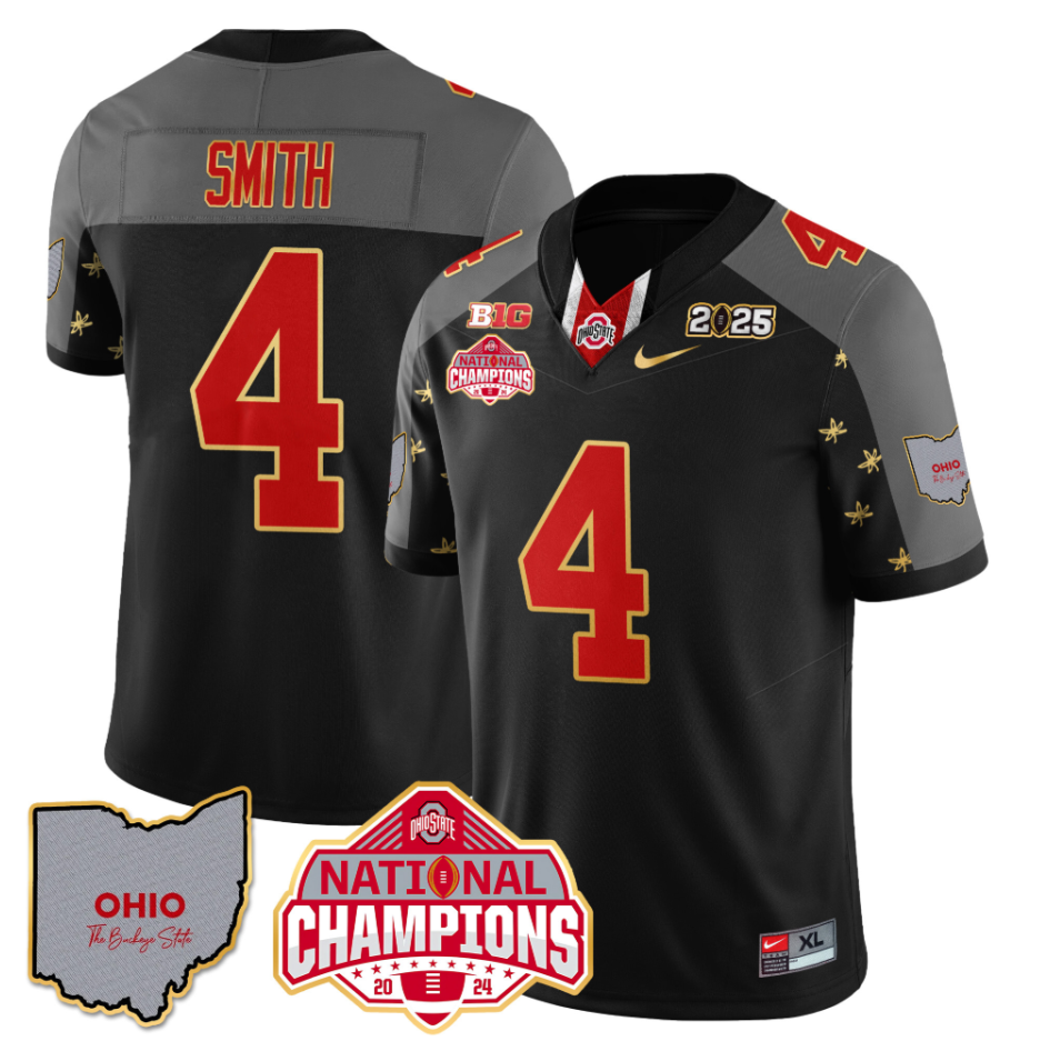 Jeremiah Smith Jersey #4 Ohio State National Champions 2025 Patch Black Special