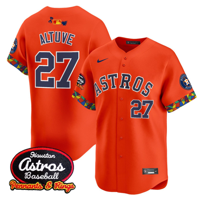 José Altuve Jersey #27 Houston Astros x El Tiempo Cantina Vapor Premier Limited Stitched Orange