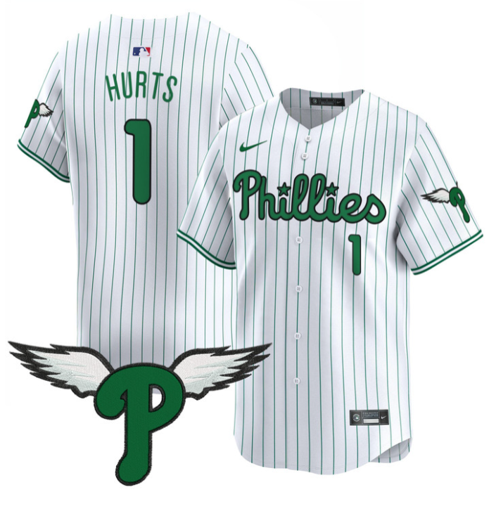 Jalen Hurts Jersey #1 Philadelphia Phillies 2025 Vapor Premier Limited Stitched Pinstripe