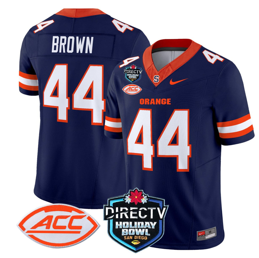 Jim Brown Jersey #44 Syracuse Orange 2025 Holiday Bowl Patch Navy
