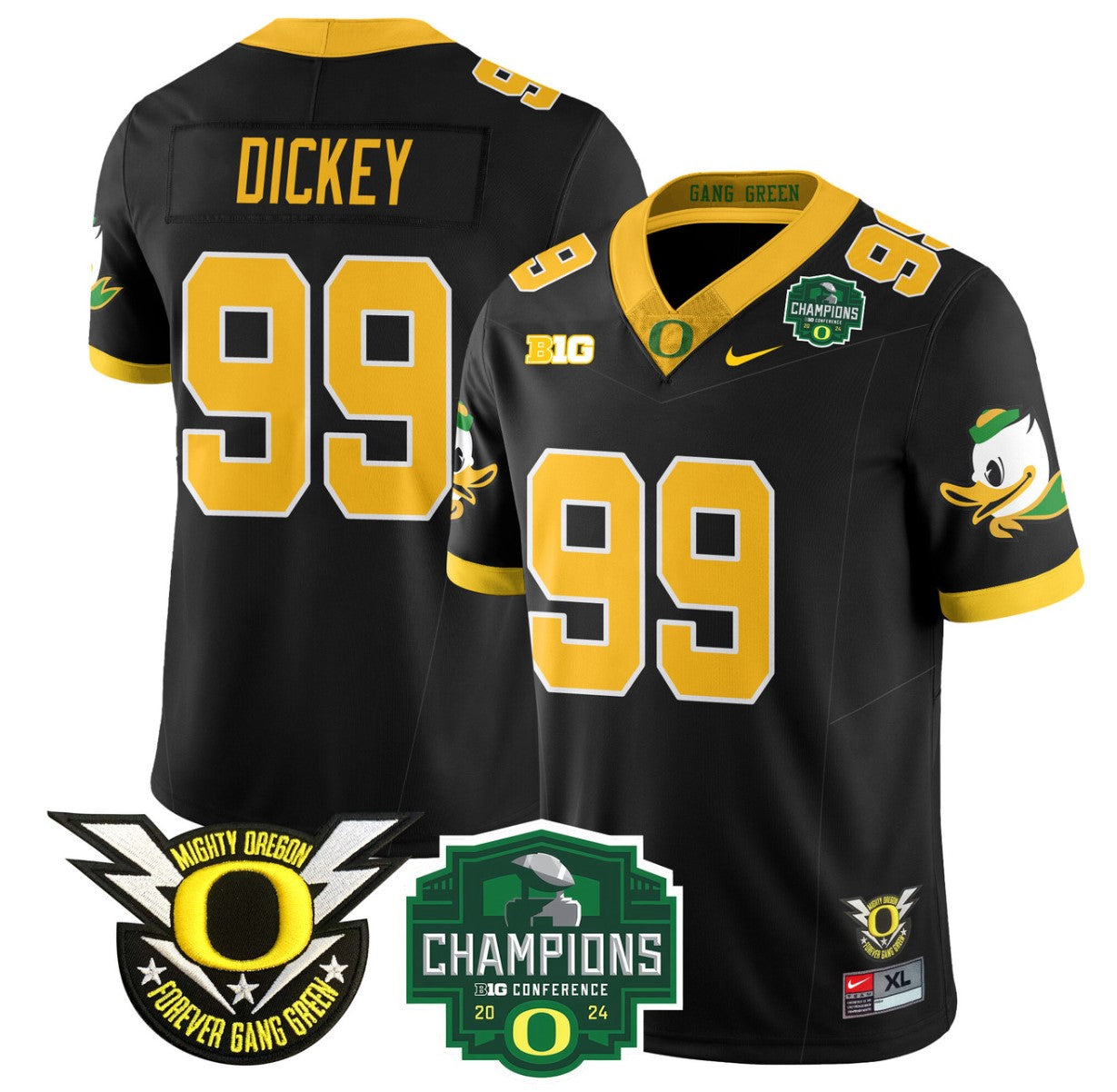 Jurrion Dickey Jersey #99 Oregon Ducks 2024 Big Ten Champions Football Black