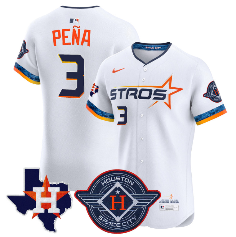 Jeremy Pena Jersey #3 Houston Astros 2025 City Connect Texas Patch Premier Elite Stitched White