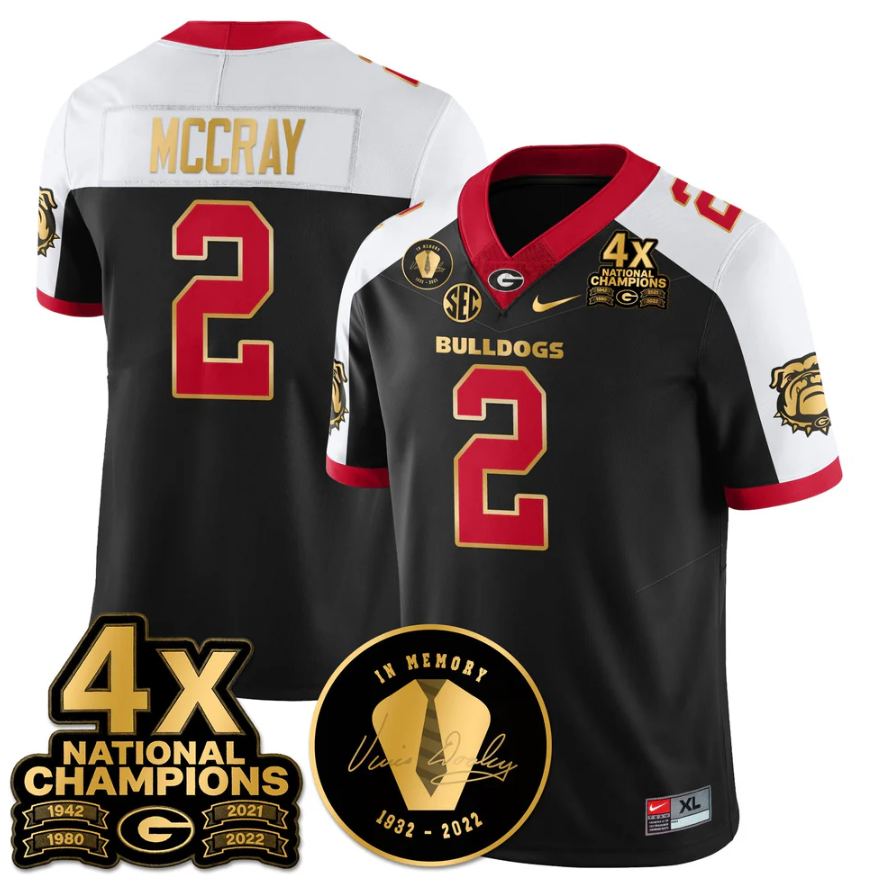 Josh McCray Jersey #2 Georgia Bulldogs 4x-Time National Champions Stitched