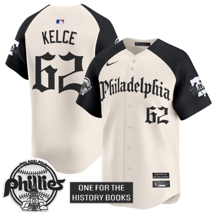 Jason Kelce Jersey #62 Phillies Retro Newspaper Edition Vapor Premier Limited Stitched Alternate