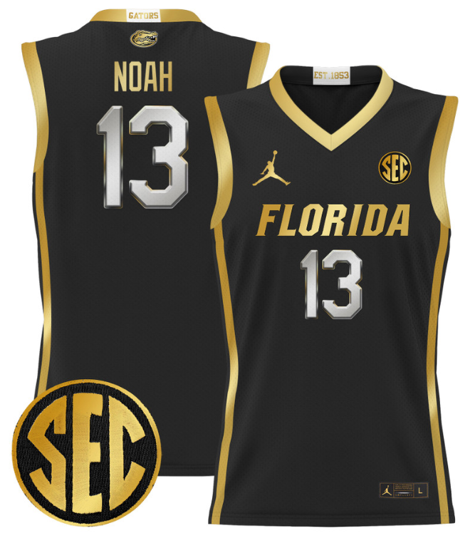 Joakim Noah Jersey #13 Florida Gators 2024 Lightweight Basketball Black Gold