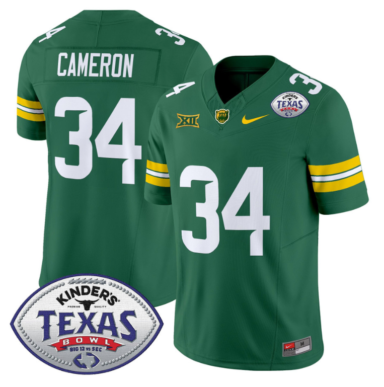 Josh Cameron Jersey #34 Baylor Bears 2024 Texas Bowl Football Stitched Green