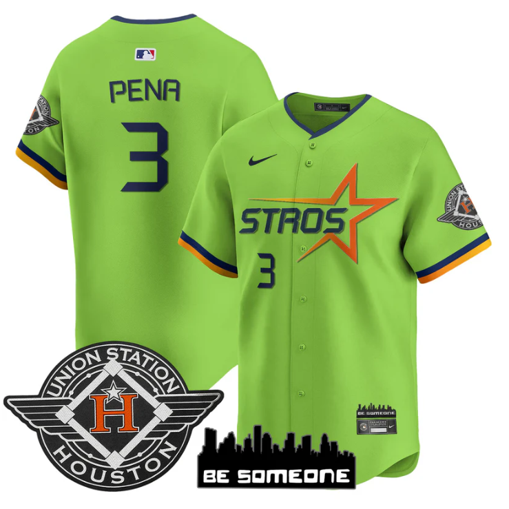 Jeremy Pena Jersey #3 Houston Astros 2025 City Connect Vapor Premier Limited Stitched Green