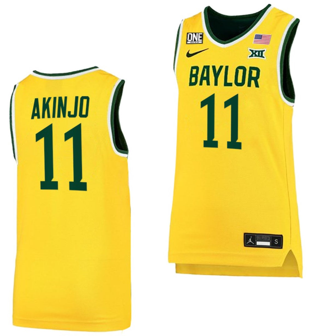 James Akinjo  Jersey Baylor Bears College Basketball Replica Gold #11