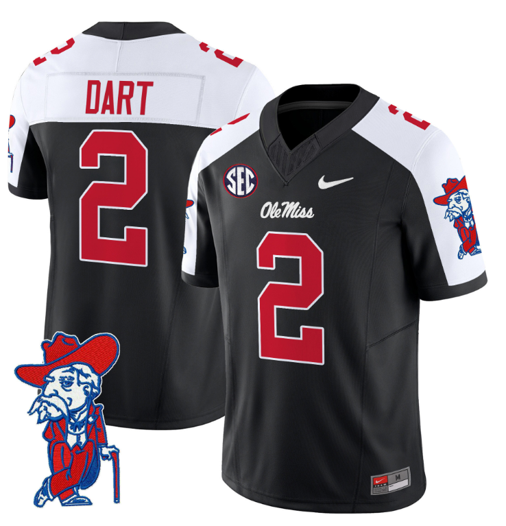 Jaxson Dart Jersey #2 Ole Miss Rebels Vapor Limited College Football Stitched Black Alternate