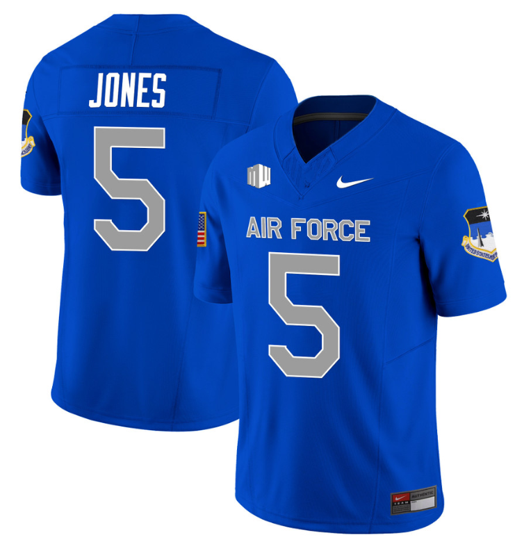 Jensen Jones Jersey #5 Air Force Falcons Limited Football Stitched Royal