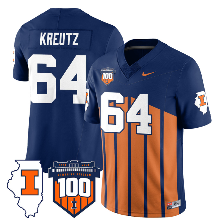 Josh Kreutz Jersey #64 Illinois Fighting Vapor Limited College Football Stitched Throwback