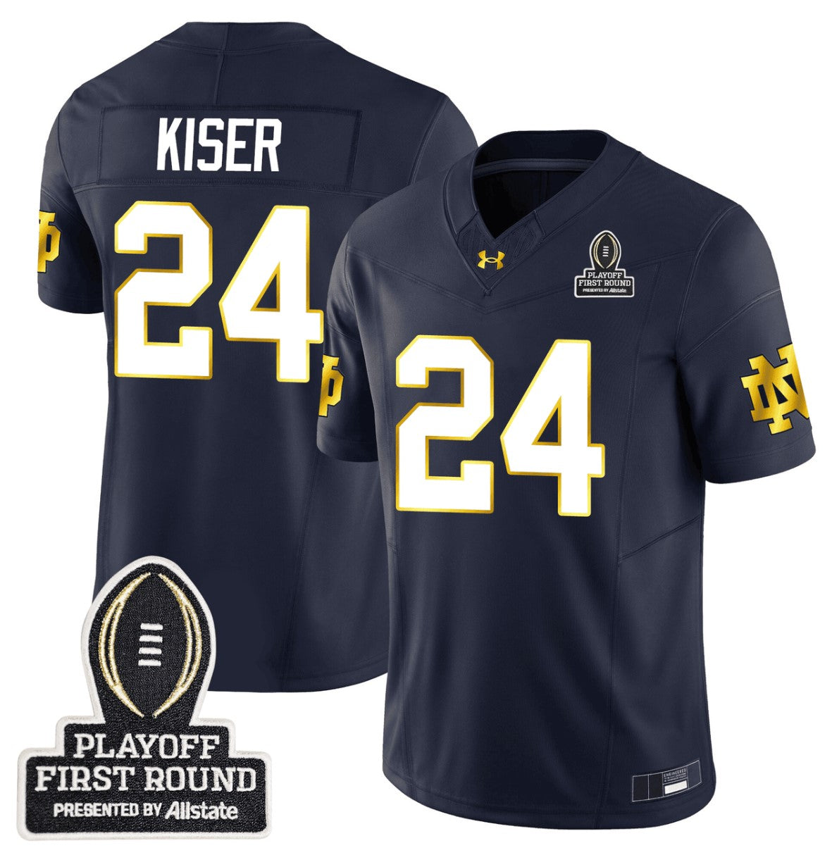 Jack Kiser Jersey #24 Notre Dame Fighting Irish CFP First Round Patch Navy