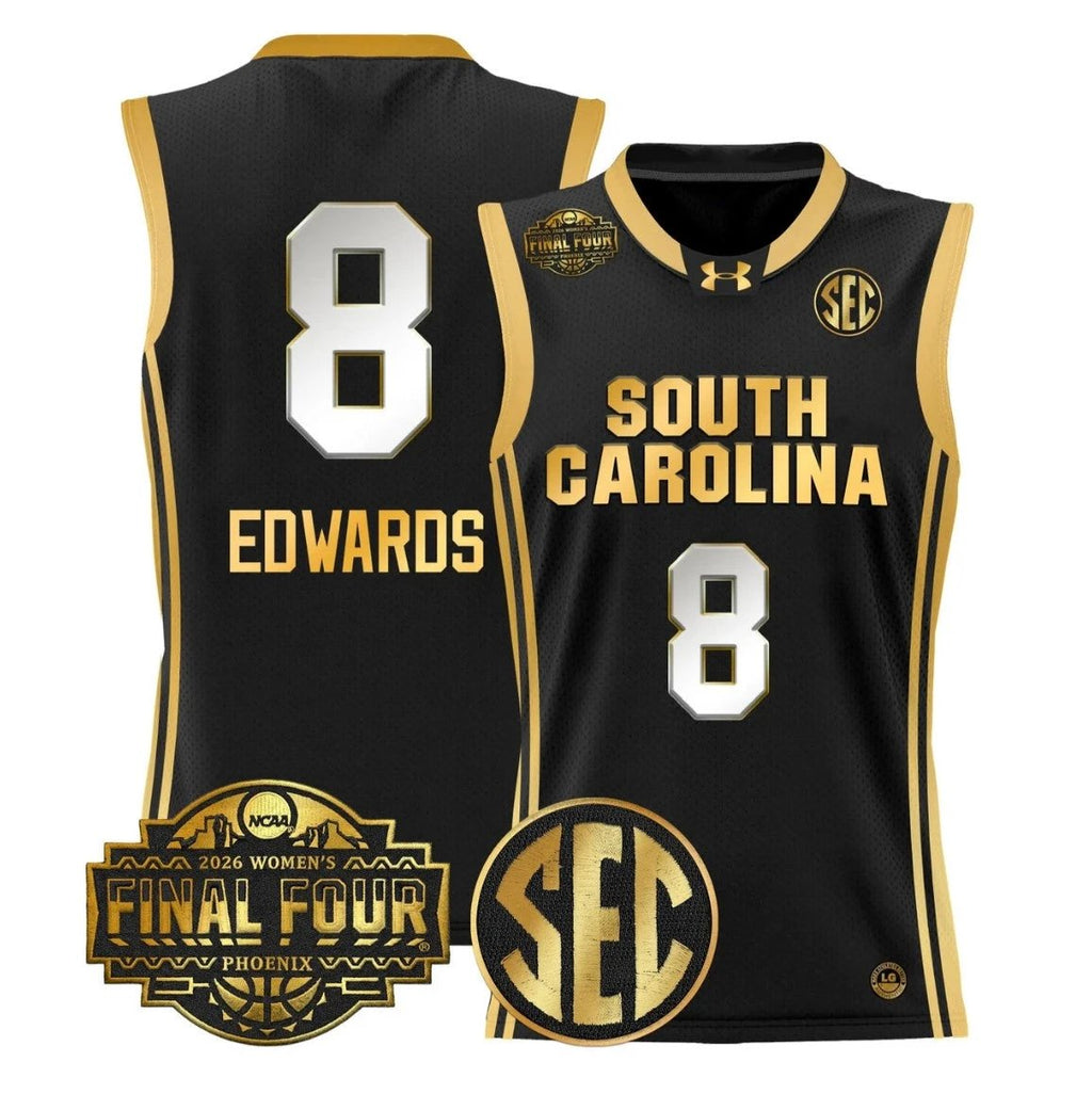 Joyce Edwards Jersey #8 South Carolina 2026 Final Four Stitched Black Gold