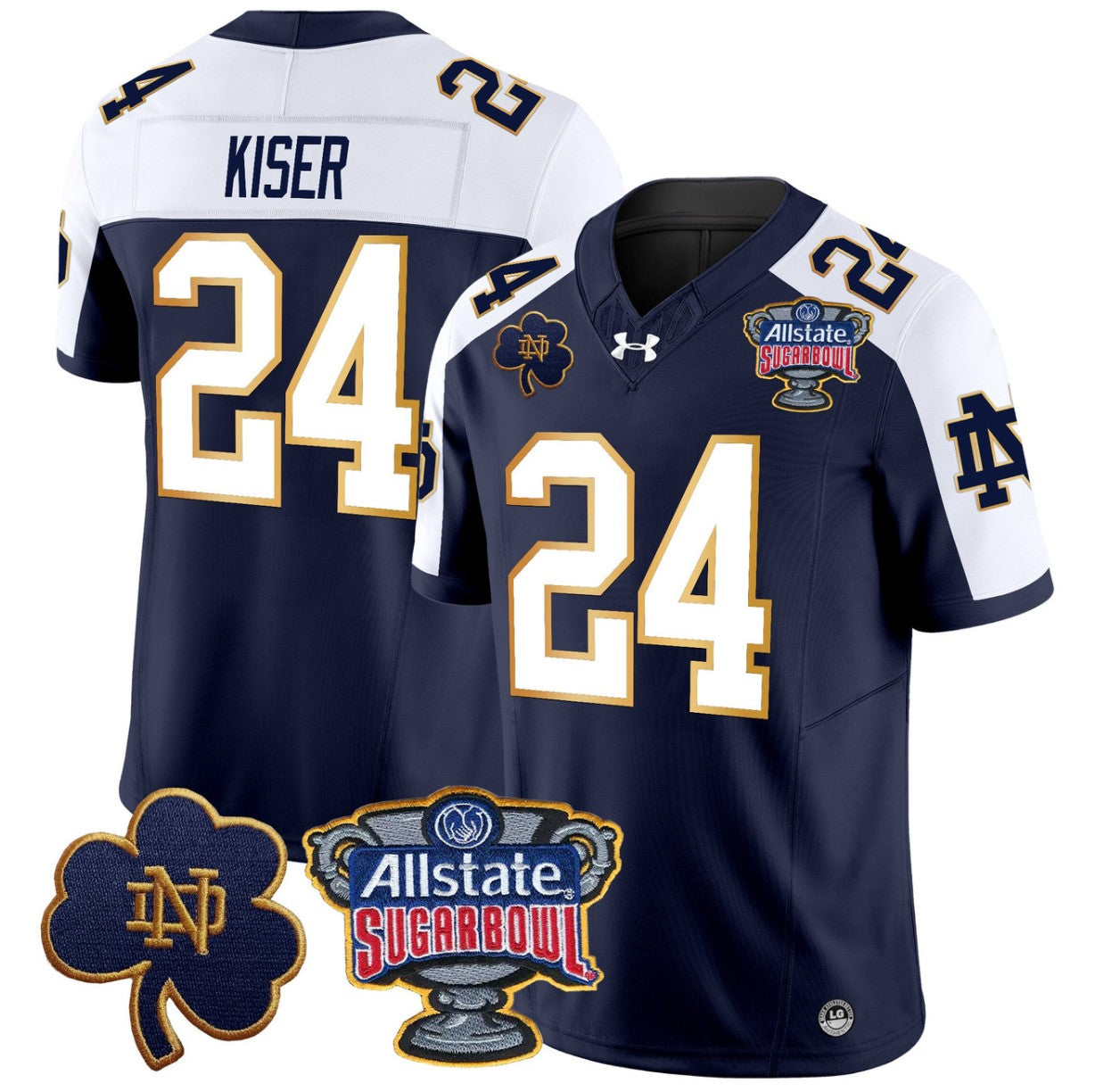 Jack Kiser Jersey #24 Notre Dame 2024 Sugar Bowl Patch V2 Stitched Throwback