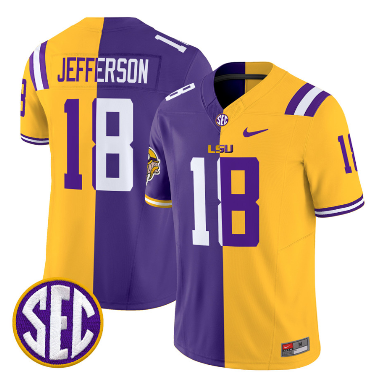 Justin Jefferson Jersey #18 LSU Tiger Split Vapor Limited V2 Football All Stitched