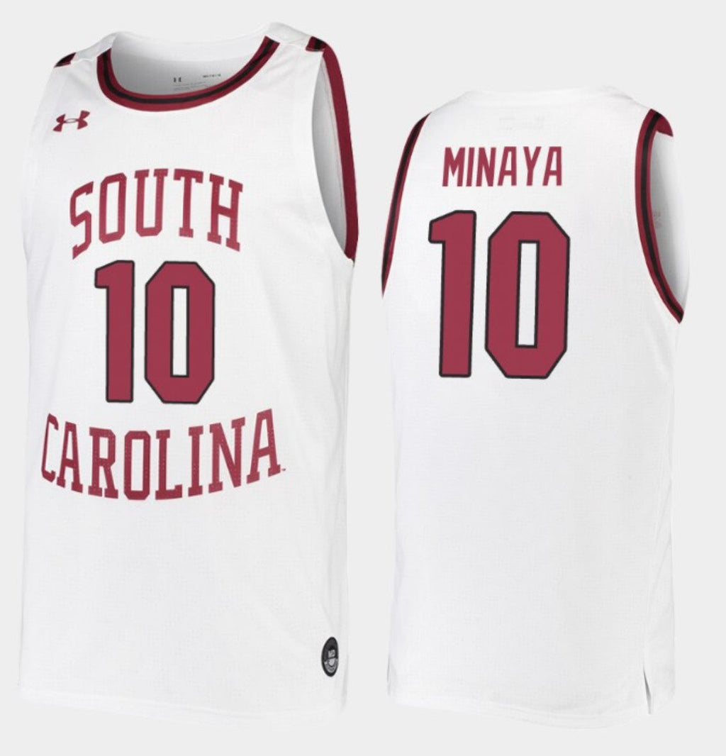 Justin Minaya Jersey South Carolina Gamecocks College Basketball White Replica #10