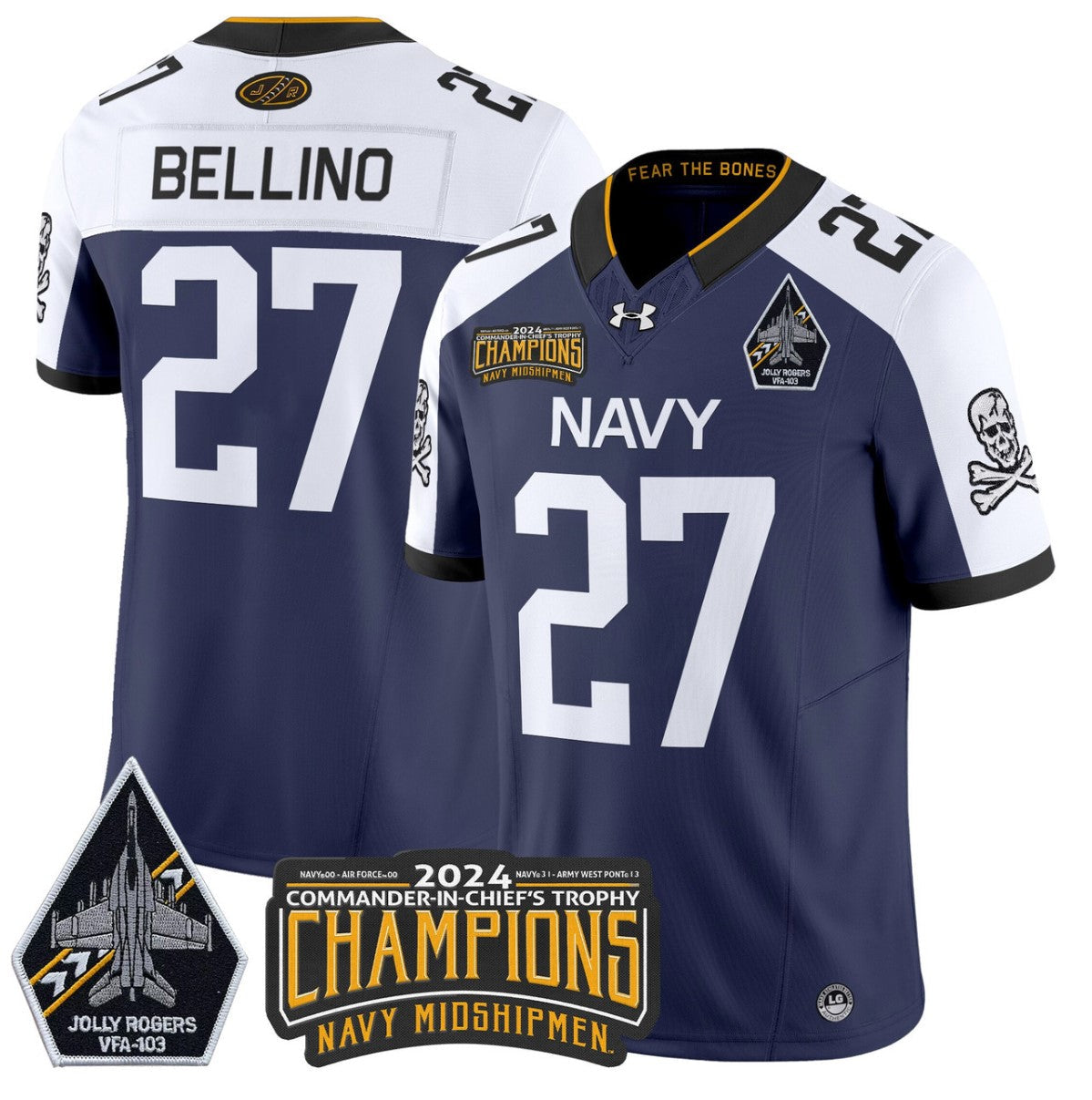 Joe Bellino Jersey #27 Navy Midshipmen Commander-in-chief's Trophy Navy Alternate