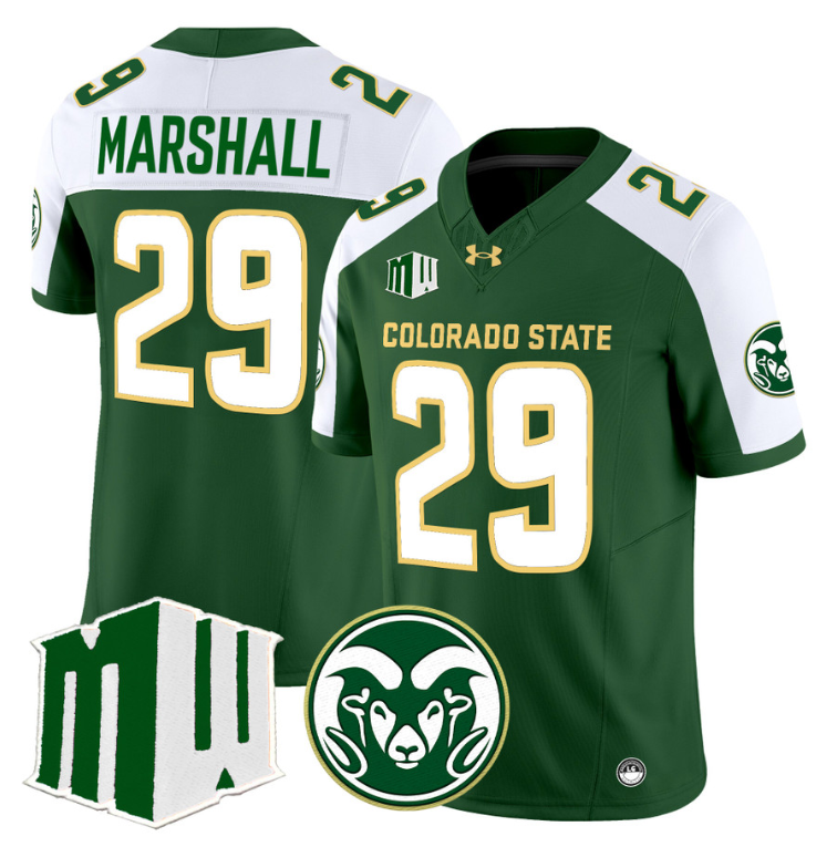 Justin Marshall Jersey #29 Colorado State Rams 2024 Stitched Green Alternate