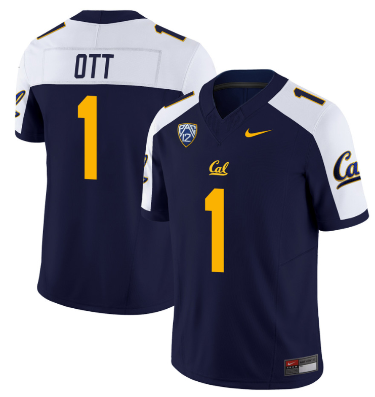 Jaydn Ott Jersey #1 California Golden Bears Limited Stitched Navy Alternate
