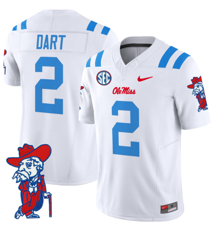Jaxson Dart Jersey #2 Ole Miss Rebels Vapor Limited College Football Stitched 2024 White