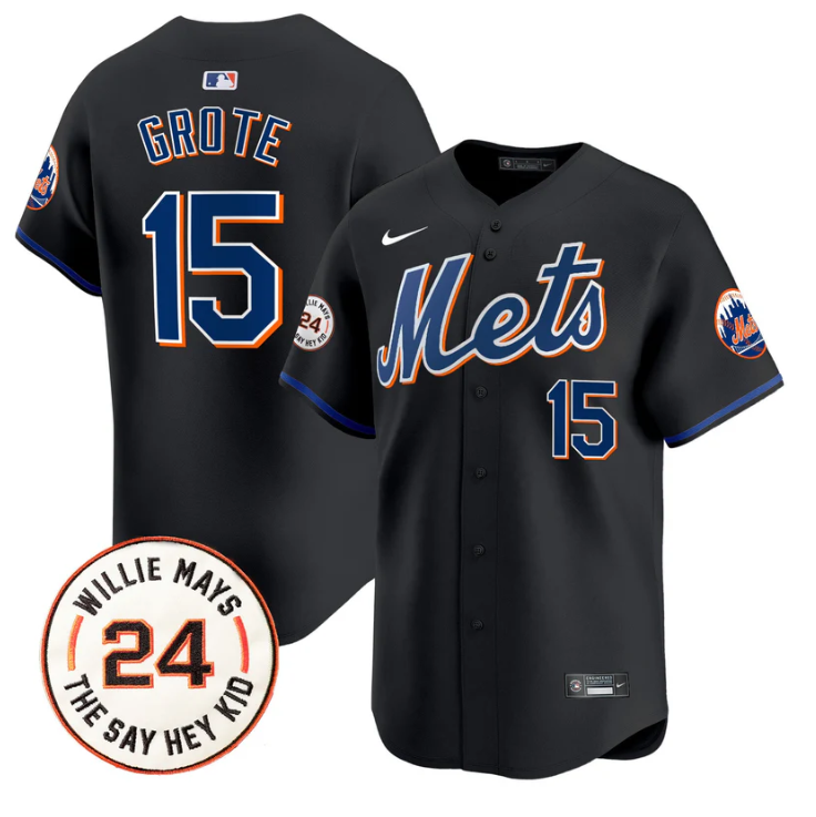 Jerry Grote Jersey #15 Mets Willie Mays Patch Vapor Premier Limited Stitched New York Gold