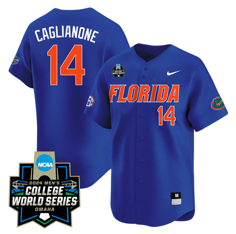 Jac Caglianone Jersey #14 Florida Gators 2024 College World Series Vapor Premier Limited NCAA Baseball Stitched Florida Orange