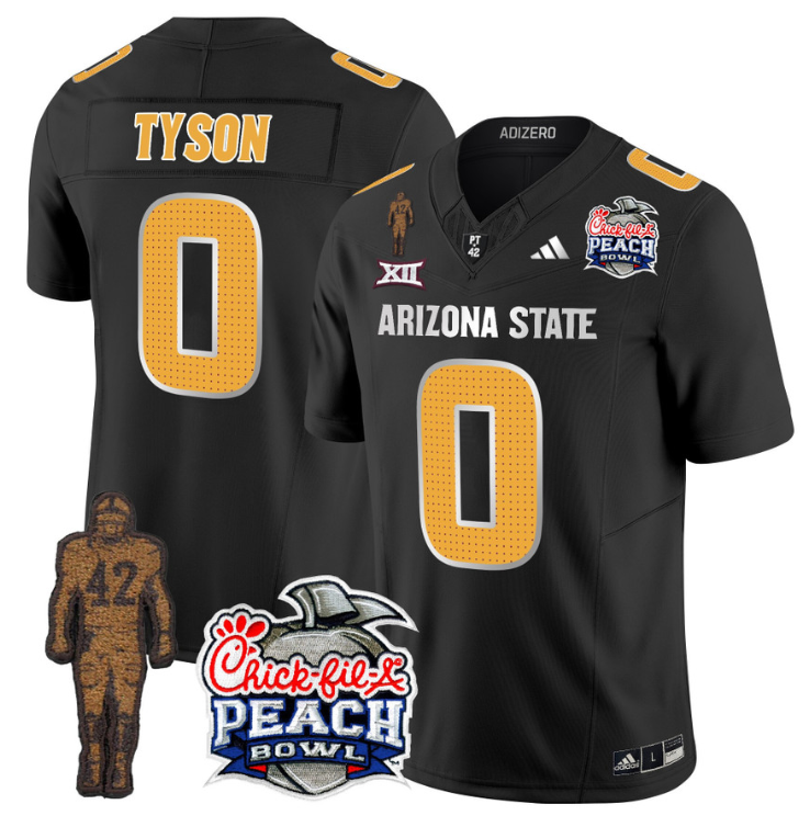 Jordyn Tyson Jersey #0 Arizona State Peach Bowl Patch Football V2 Black