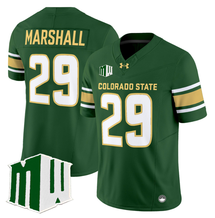 Justin Marshall Jersey #29 Colorado State Rams 2024 Stitched Green