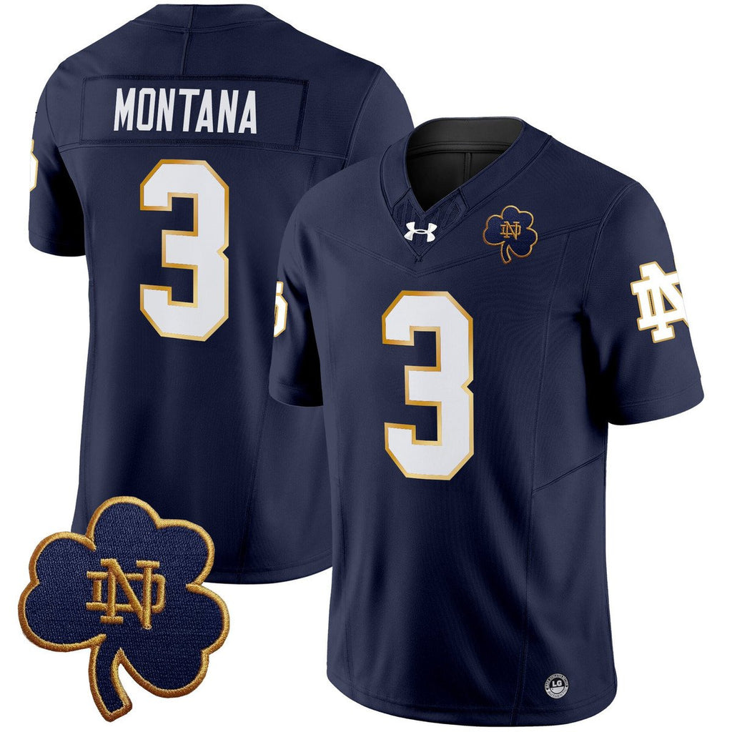 Joe Montana Jersey #3 Notre Dame 2025 Vapor Limited V3 Stitched Navy