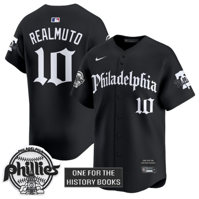 J.T.Realmuto Jersey #10 Phillies Retro Newspaper Edition Vapor Premier Limited Stitched Black
