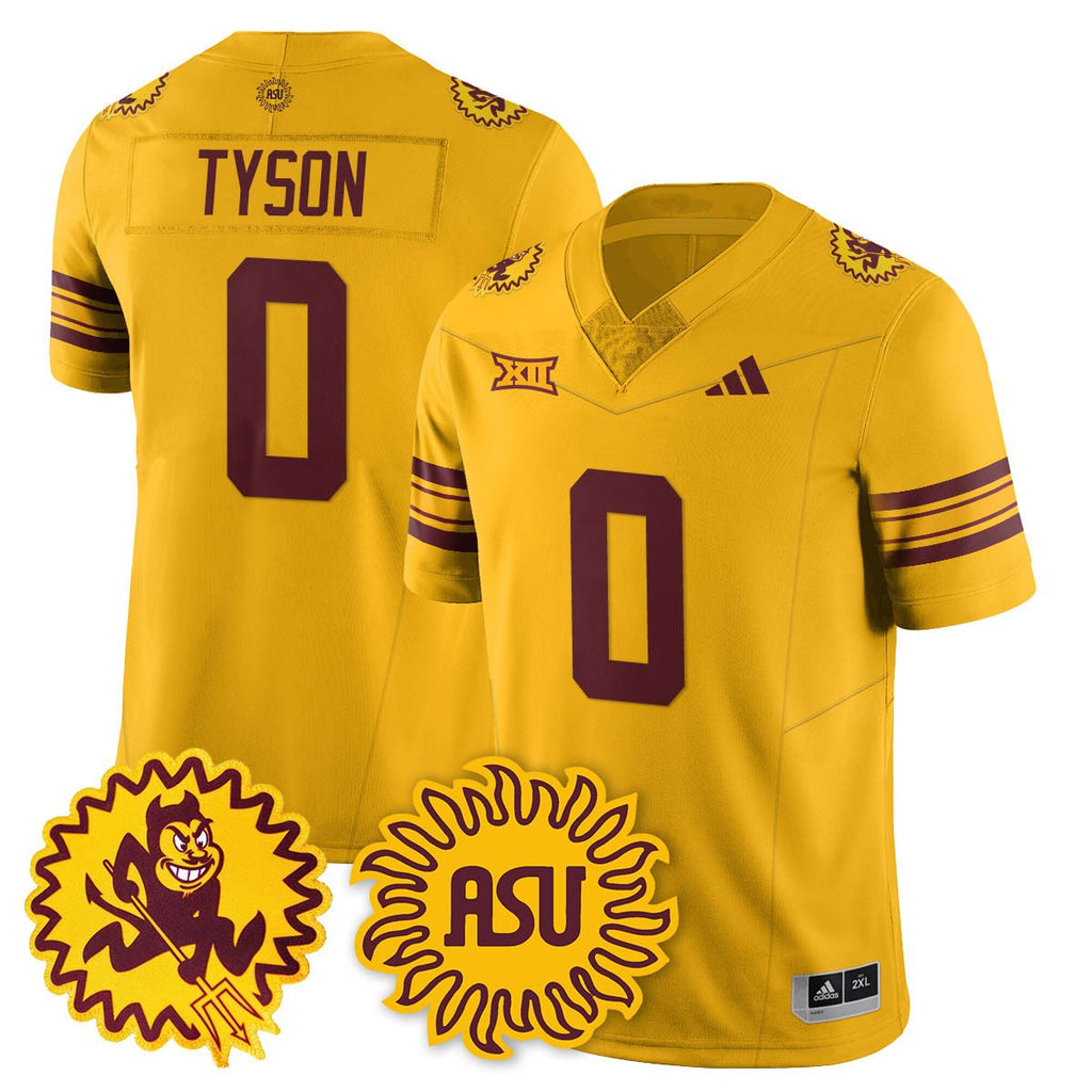 Jordyn Tyson Jersey #0 Arizona State Sun Devils 1975 Throwback Stitched Gold