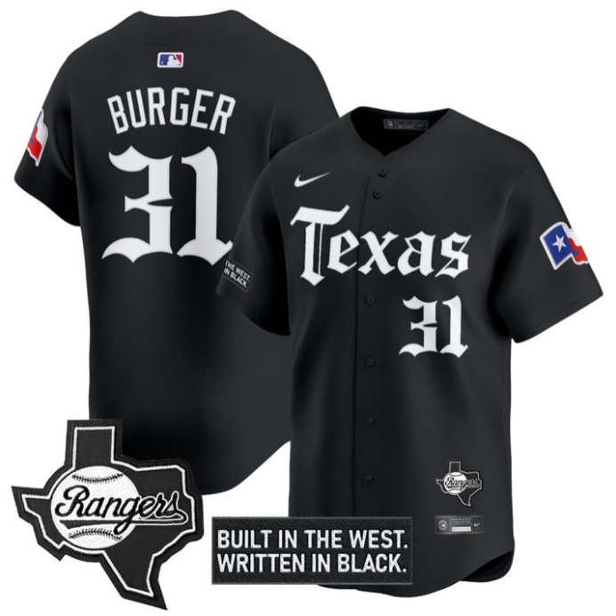 Jake Burger Jersey #31 Texas Rangers Gothic Frontier Edition Vapor Limited Stitched Black