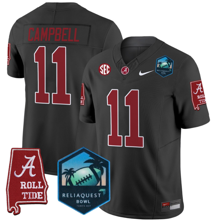 Jihaad Campbell Jersey #11 Alabama Crimson Tide 2025 ReliaQuest Bowl Black