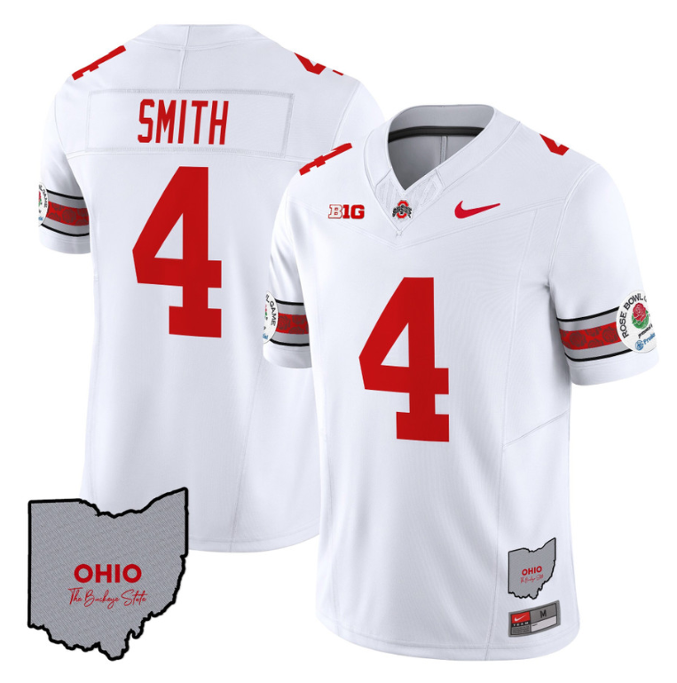 Jeremiah Smith Jersey #4 Ohio State Rose Bowl Patch Football V3 Stitched White