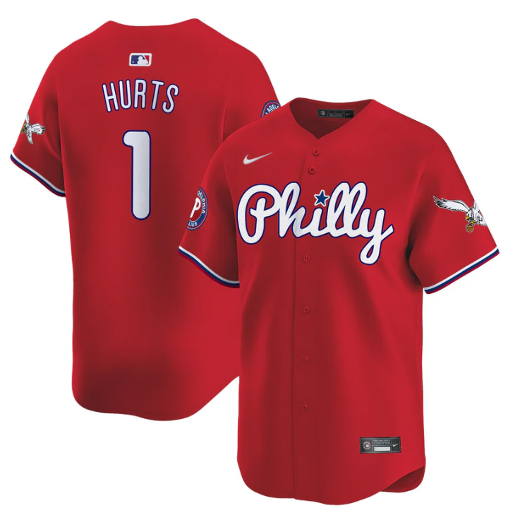 Jalen Hurts Jersey #1 Phillies and Eagles Vapor Premier Limited Stitched Red