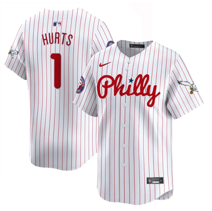 Jalen Hurts Jersey #1 Phillies and Eagles Vapor Premier Limited Stitched Pinstripe