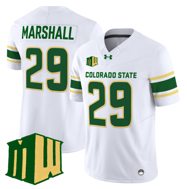 Justin Marshall Jersey #29 Colorado State Rams 2024 Stitched White