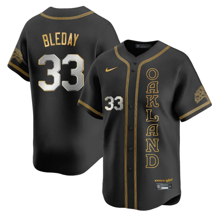 JJ Bleday Jersey #33 Oakland Athletics City Connect Concept Stitched Black Gold