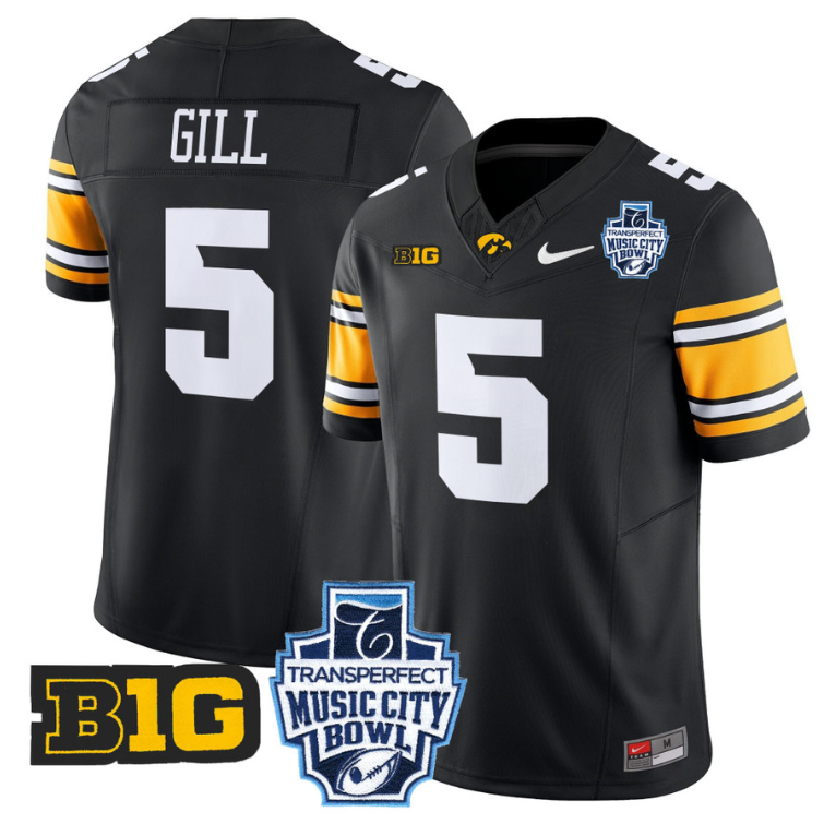 Jay Higgins Jersey #34 Iowa Hawkeyes 2024 Music City Bowl Patch Gold