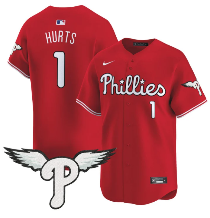 Jalen Hurts Jersey #1 Philadelphia Phillies 2025 Vapor Premier Limited Stitched Red