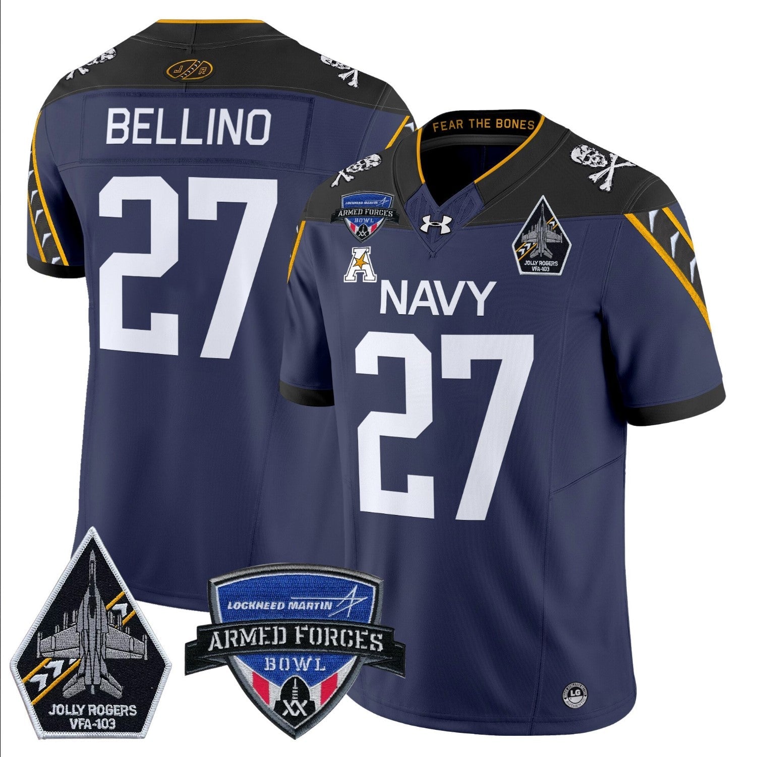 Joe Bellino Jersey #27 Navy Midshipmen 2025 Armed Forces Bowl Patch Navy