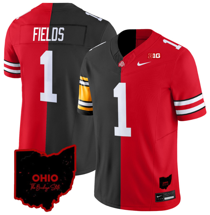 Justin Fields Jersey Steelers #1 Ohio State Buckeyes Split Vapor Football