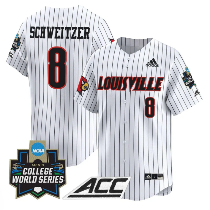 Jake Schweitzer Jersey #8 Louisville Cardinals 2025 World Series Stripe