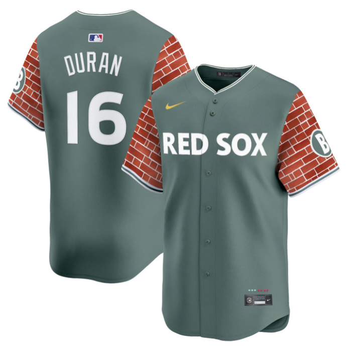 Jarren Duran Jersey #16 Boston Red Sox 2025 Fenway Red Brick Style Vapor Premier Stitched Green