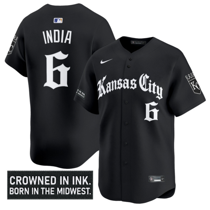Jonathan India Jersey #6 Kansas City Royals Gothic Crown Edition Vapor Stitched Black